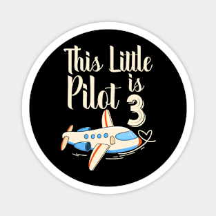 3 Year Old Boy Girl Airplane Pilot 3Rd Birthday Party Magnet